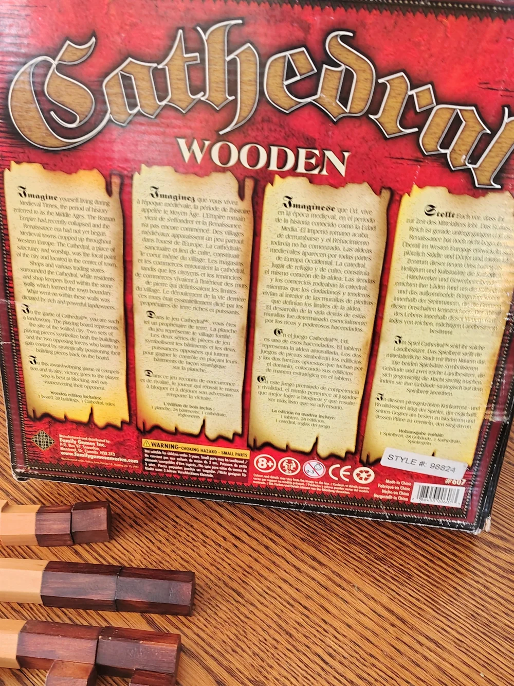 Cathedral Strategy Game Wooden Pieces Medieval Board Game Family Games Vtg 1997